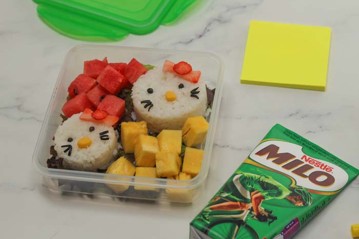 Milk Rice fruits lunchbox recipe kids